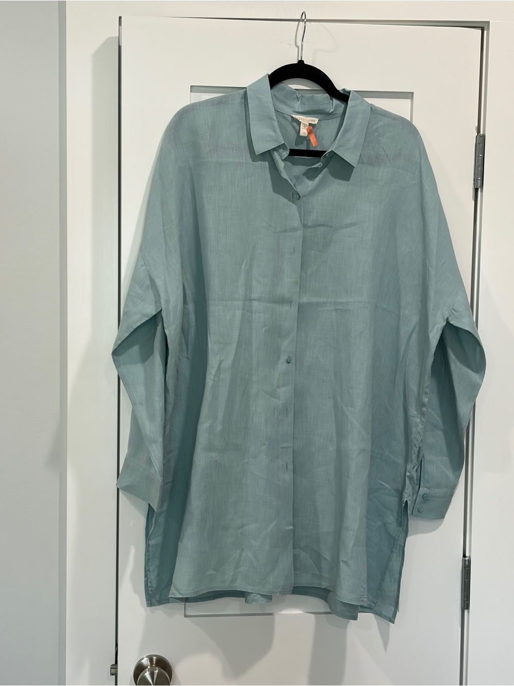 Eileen Fisher Light Teal Relaxed Button-Down Shirt